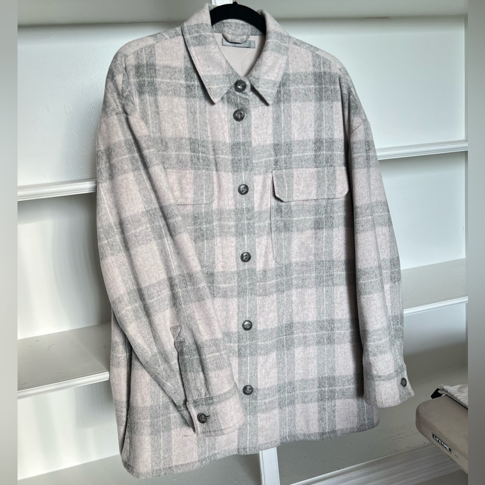 VINCE Grey Plaid Utility Coat Jacket - XL